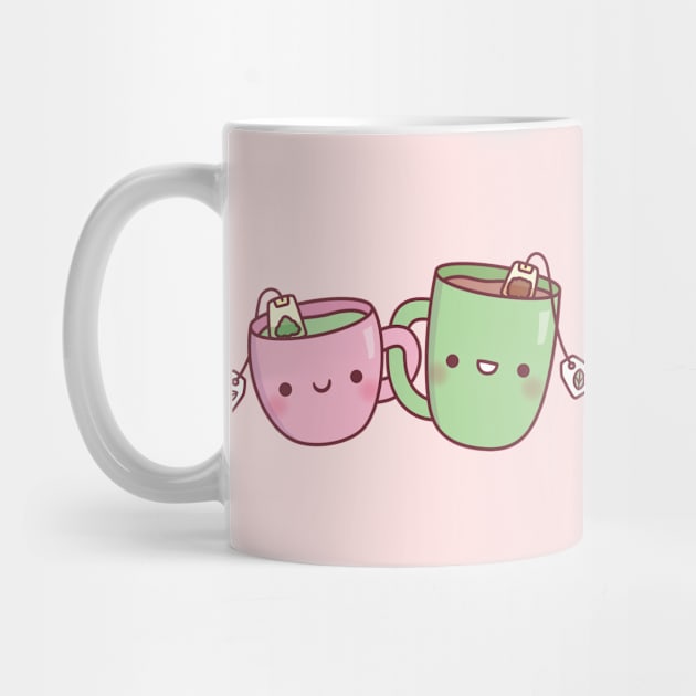 Cute Pink and Green Teacup Funny Best Friends by rustydoodle